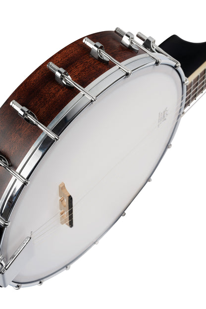 OBJ150OP, banjo 5 cordes fond ouvert, 18 tirants, cercle acajou, manche acajou, whiskey burst satiné