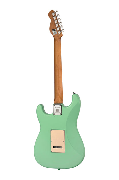MOOER MSC10PRO, corps peuplier, manche érable torréfié satiné, touche ébène tech, surf green, avec housse