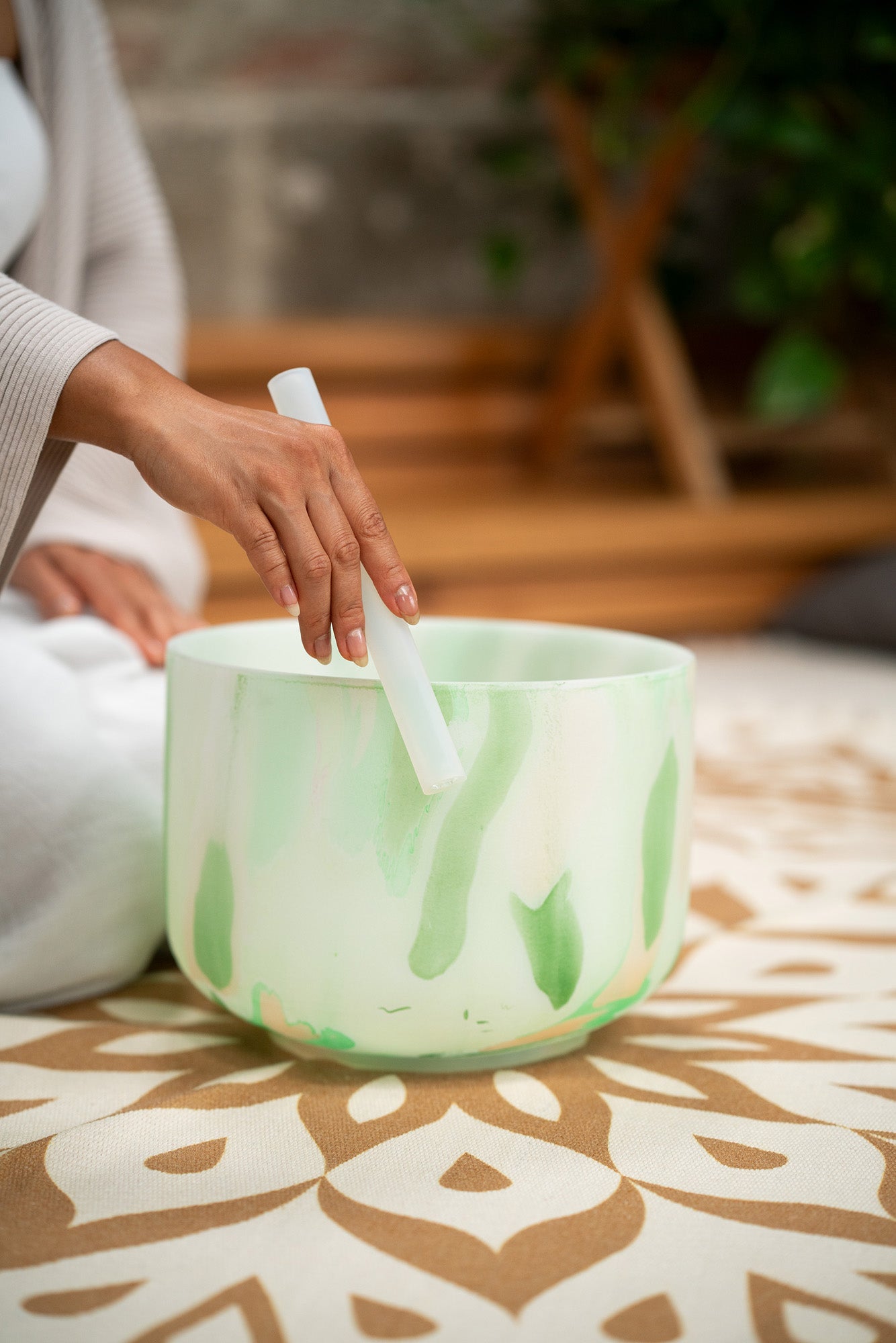 SINGING BOWL SONIC ENERGY CRISTAL 10" VERT, NOTE F4 CHAKRA COEUR