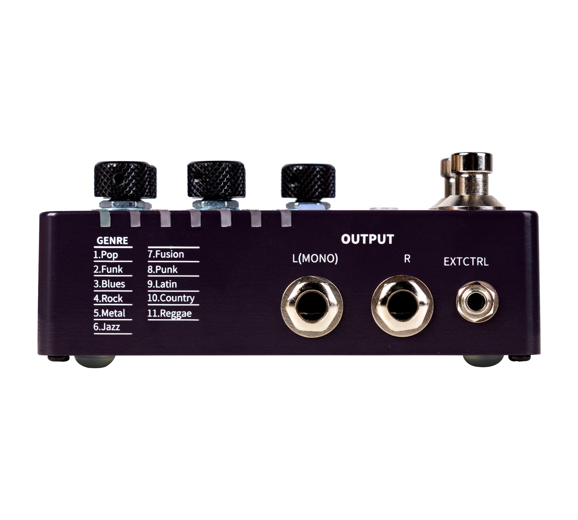 Pédale DRUMMER X2, boite à rythmes stéréo, 11 styles avec 11 grooves différents pour chacun, 7 presets utilisateurs, noir