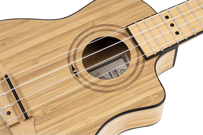 RUNAB-SO, modèle Soprano, pan coupé, EQ MagusUke, table bambou massif, f/e bambou massif, manche bambou, housse, naturel satiné