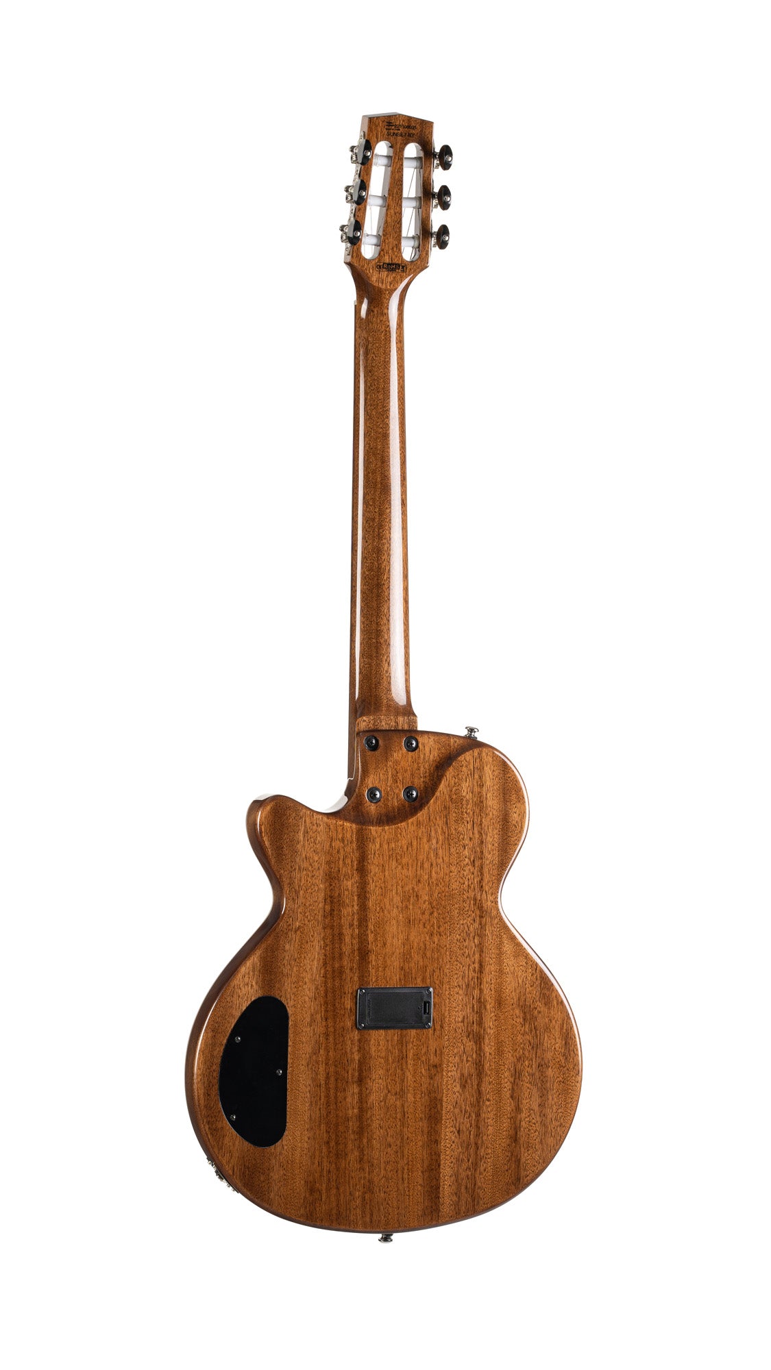 SUNSET NYLECTRIC II, table épicéa, corps acajou chambré, manche acajou, sillet 48 mm, EQ Fishman VTB, housse, noir brillant