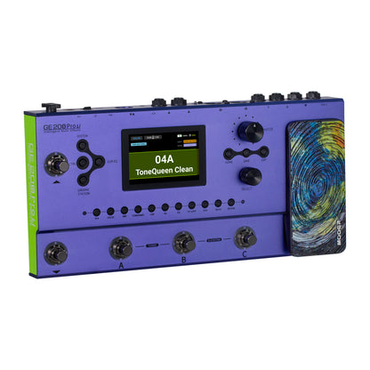 Pédalier multi-effets GE200 PRO Li , 286 modules d'effets et amplificateurs, 20 emplacements d'IR, batterie lithium, bleu