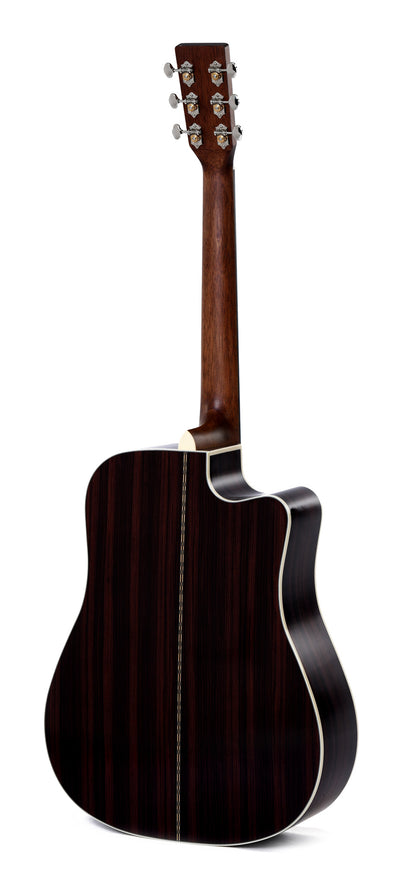 Modèle DTC-28HEL, Dreadnought pan coupé, table épicéa massif, f/e tilia, touche micarta, EQ Fishman, naturel brillant, gaucher