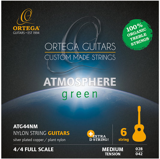Jeu pour guitare classique ATMOSPHERE GREEN, cuivre plaqué argent/nylon végétal, tension médium.