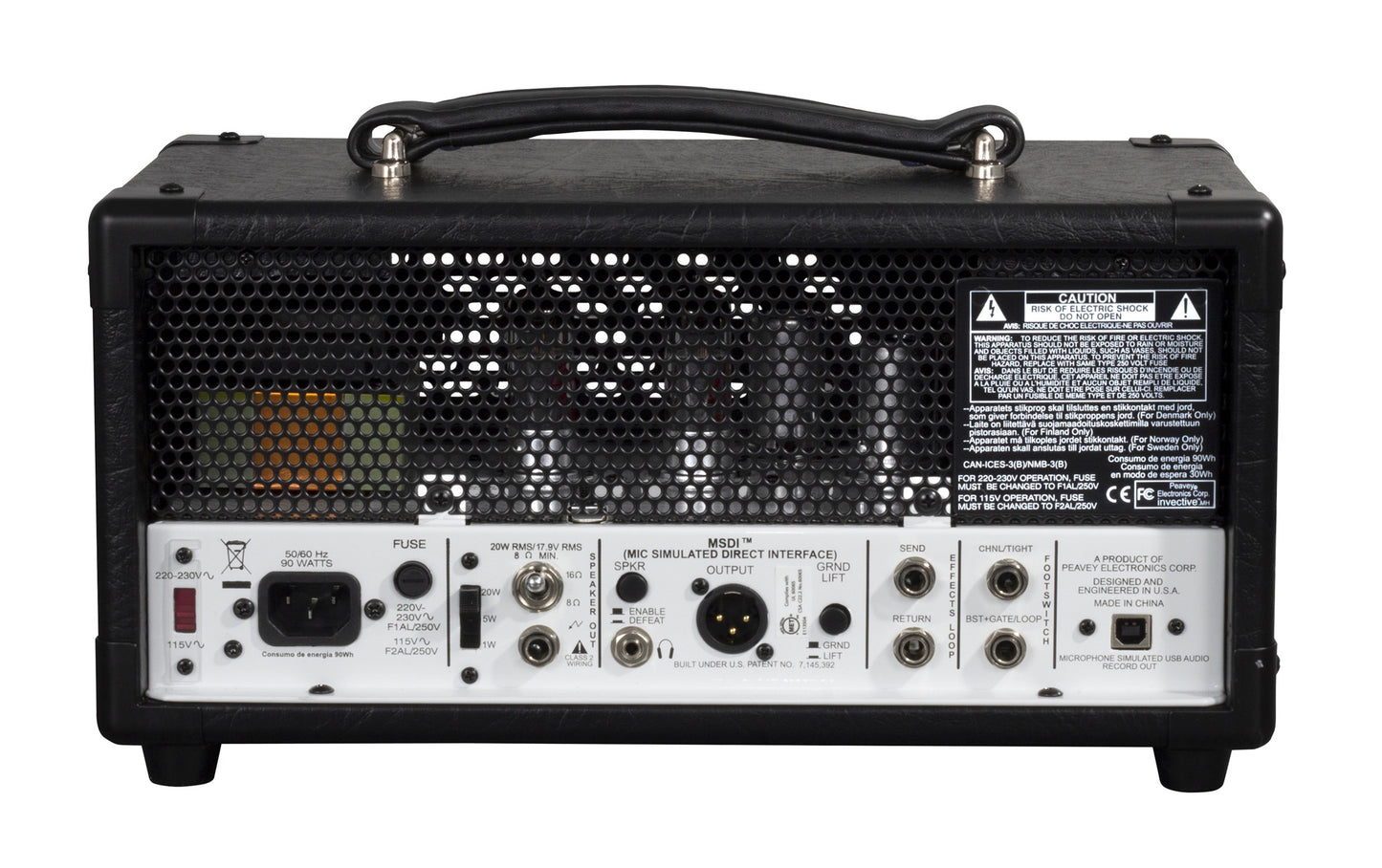 Tête amplifiée à lampes compact 20W, 2 canaux, EQ 3 bandes, sortie DI, finition noir