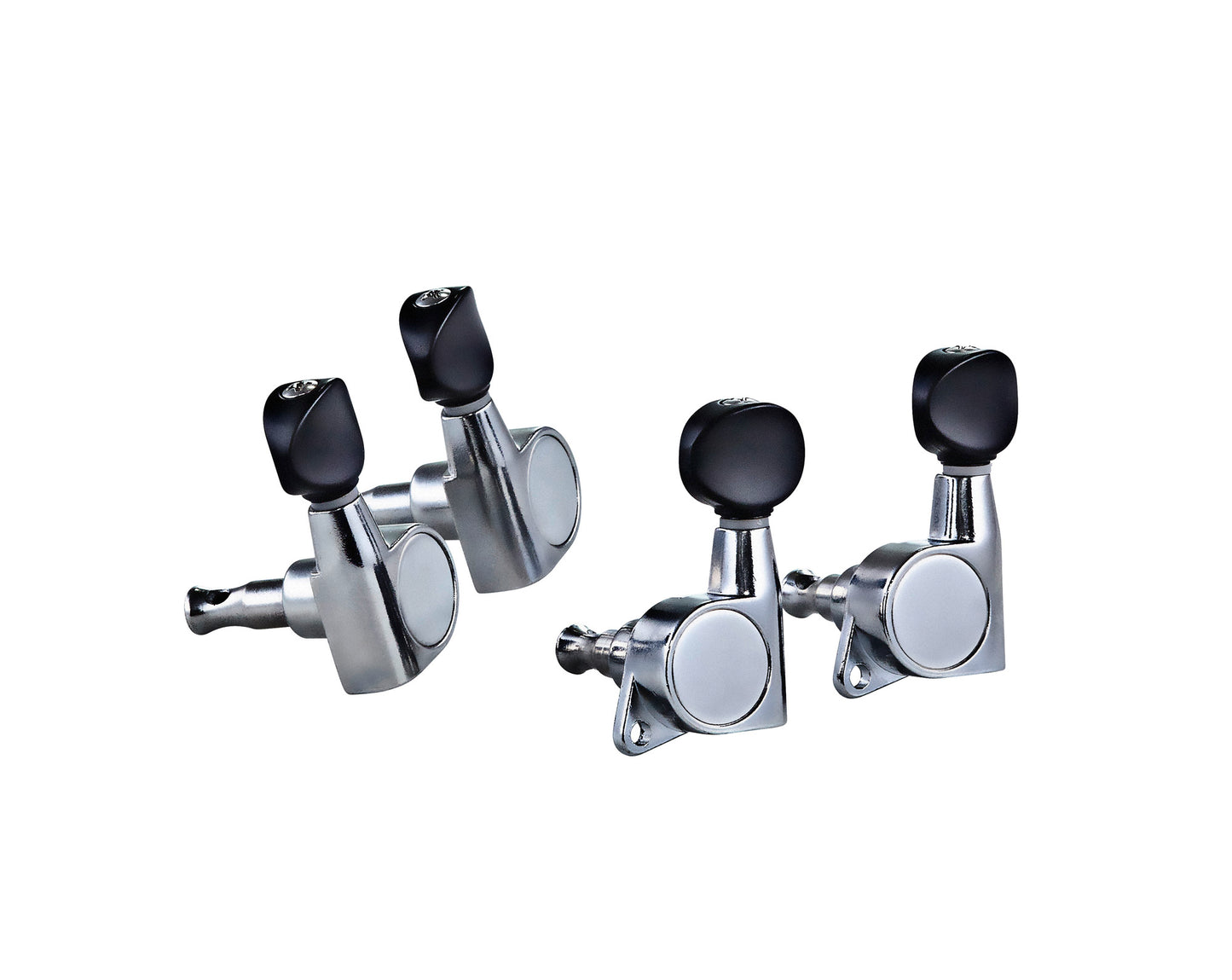 Jeu de mécaniques séparées 2+2 à bain d'huile pour ukulélé, entrée de gamme, ratio 14:1, chromé