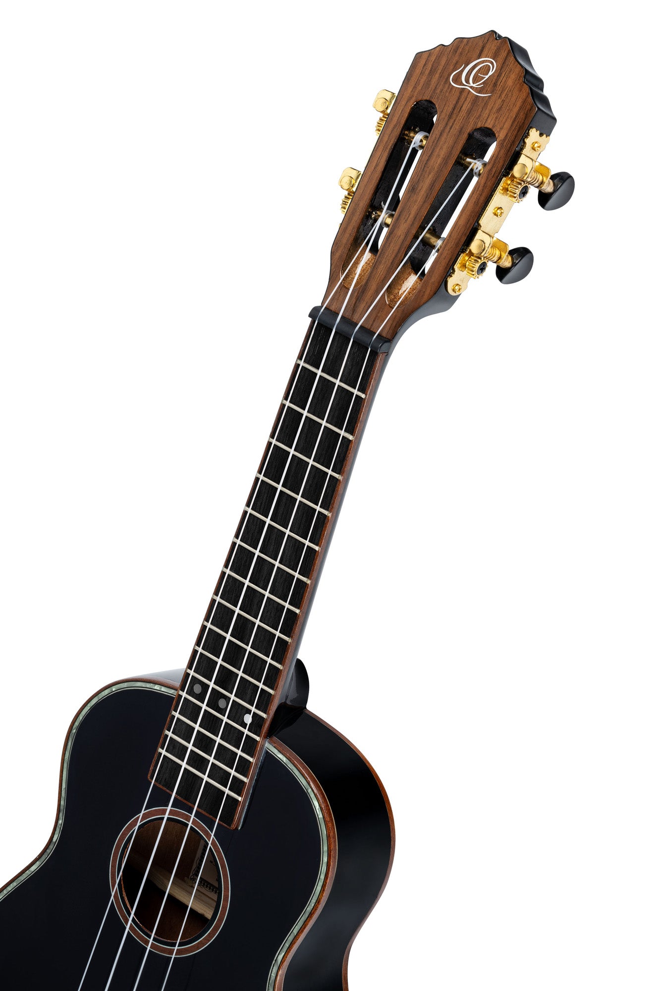 RUOX-SO, modèle Soprano, table épicéa, fond & éclisses acajou, manche acajou, housse luxe, noir brillant