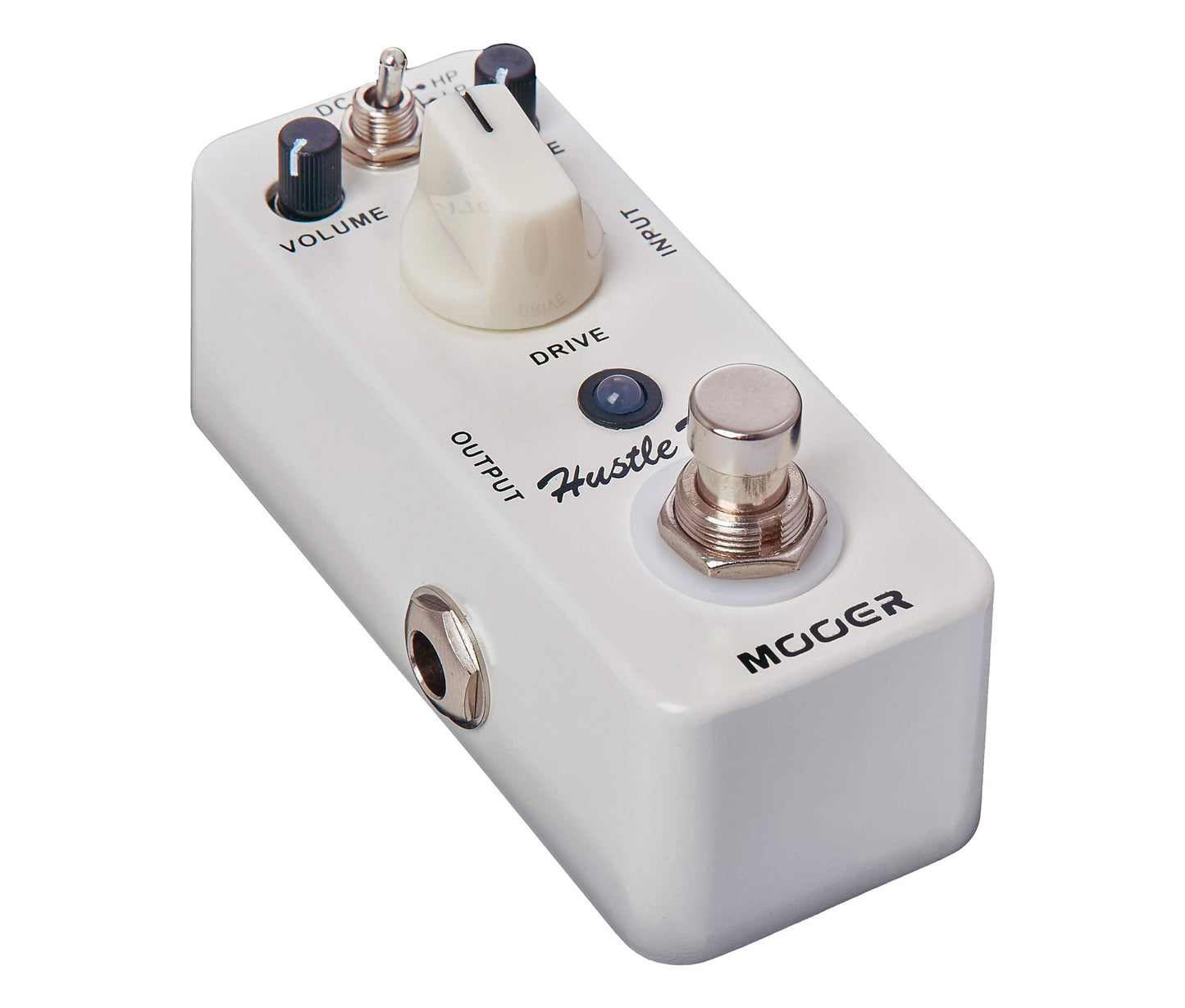 Pédale HUSTLE DRIVE, distorsion style lampe ultra-dynamique à 2 modes (HP/LP), boîtier métal, true bypass, blanc