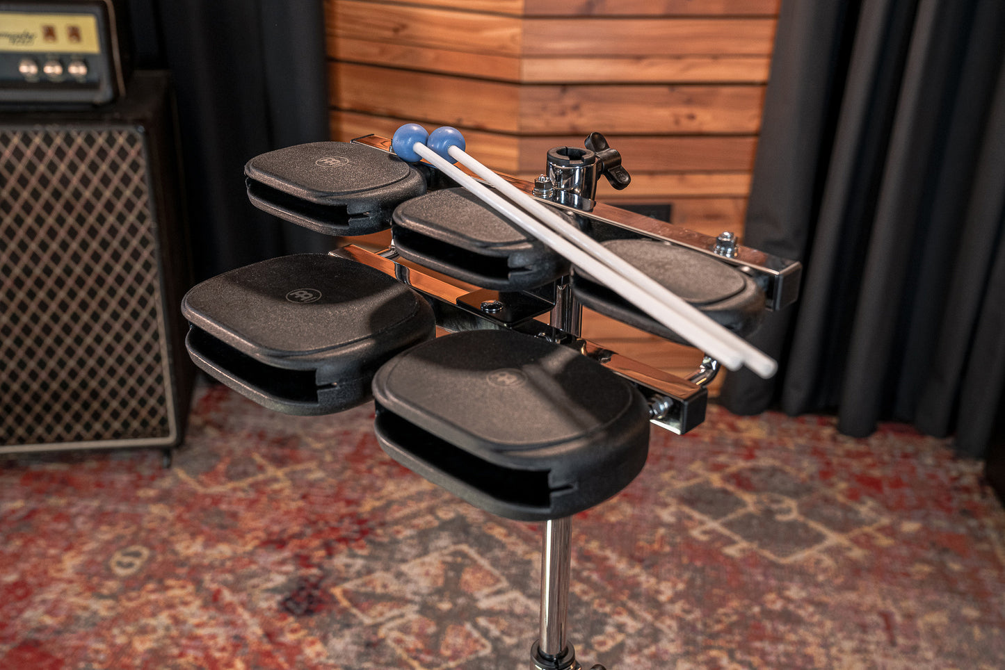 SET TEMPLE BLOCKS MEINL. 5 BLOCKS SYNTHETIQUES SUR STRUCTURE METALLIQUE