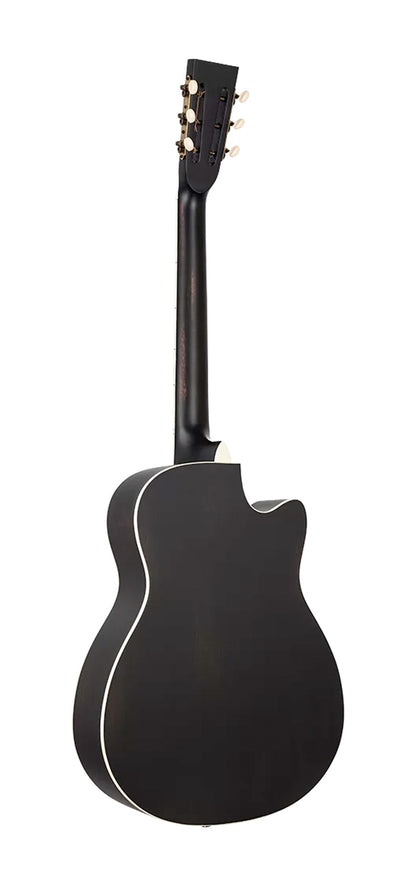 RRG40CE, pan coupé, table acajou, f/e acajou, manche acajou, touche blackwood, micro Lipstick, noir satiné, gaucher