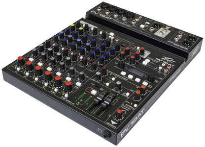 Table de mixage 10 canaux, 4 préamplis micro XLR/Jack, EQ 3 bandes, Bluetooth, effets numériques, entrée guitare Hi-Z, noir