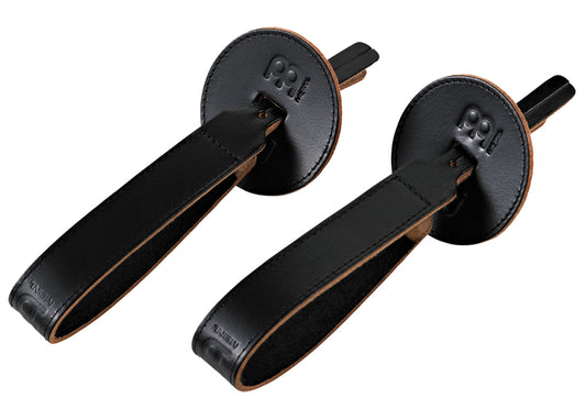 Paire de poignées cymbale, cuir, noire