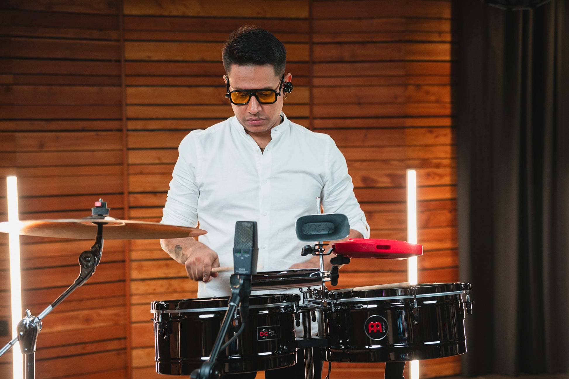 Jeu timbales 14 & 15" Diego Camacho, acier inoxydable, support double embase