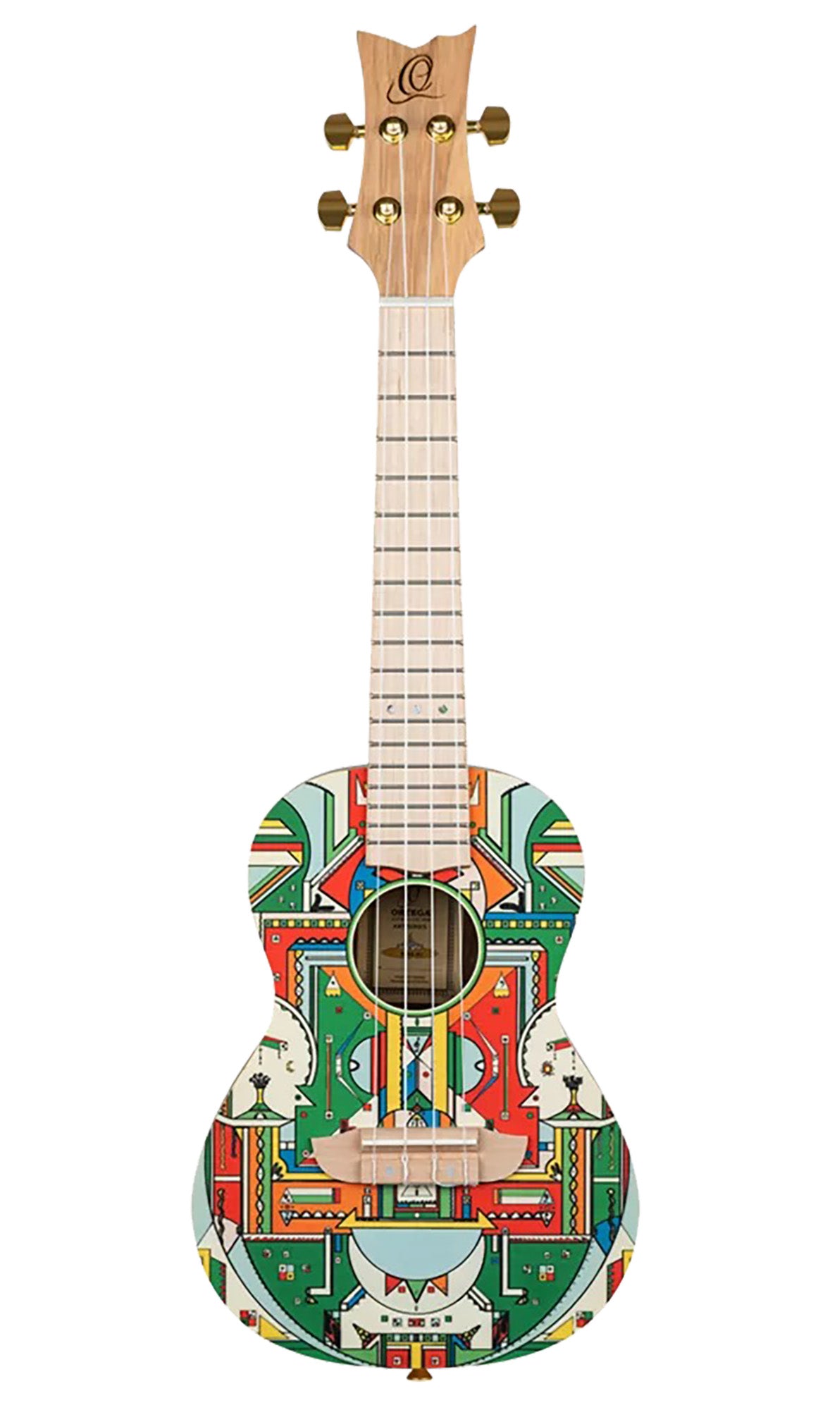 RUAR-HY, modèle Concert, table épicéa avec motif custom, fond & éclisses catalpa, manche nato, motif"Himalaya" satiné