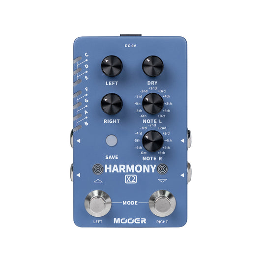 Pédale HARMONY X2, 12 hauteurs différentes, 11 modes harmoniques, boîtier métal, bleu