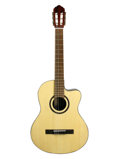 AC160CF, pan coupé, table épicéa, f/e ébène de Macassar, manche acajou, sillet 52 mm, EQ Fishman Isys, naturel brillant