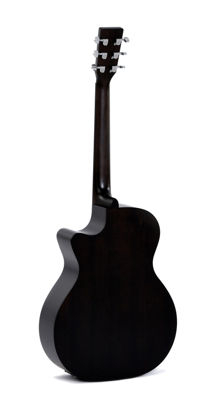 Modèle GMC-STE-BKB, Grand OM pan coupé, table épicéa massif, f/e acajou, touche micarta, EQ Fishman, noir dégradé satiné