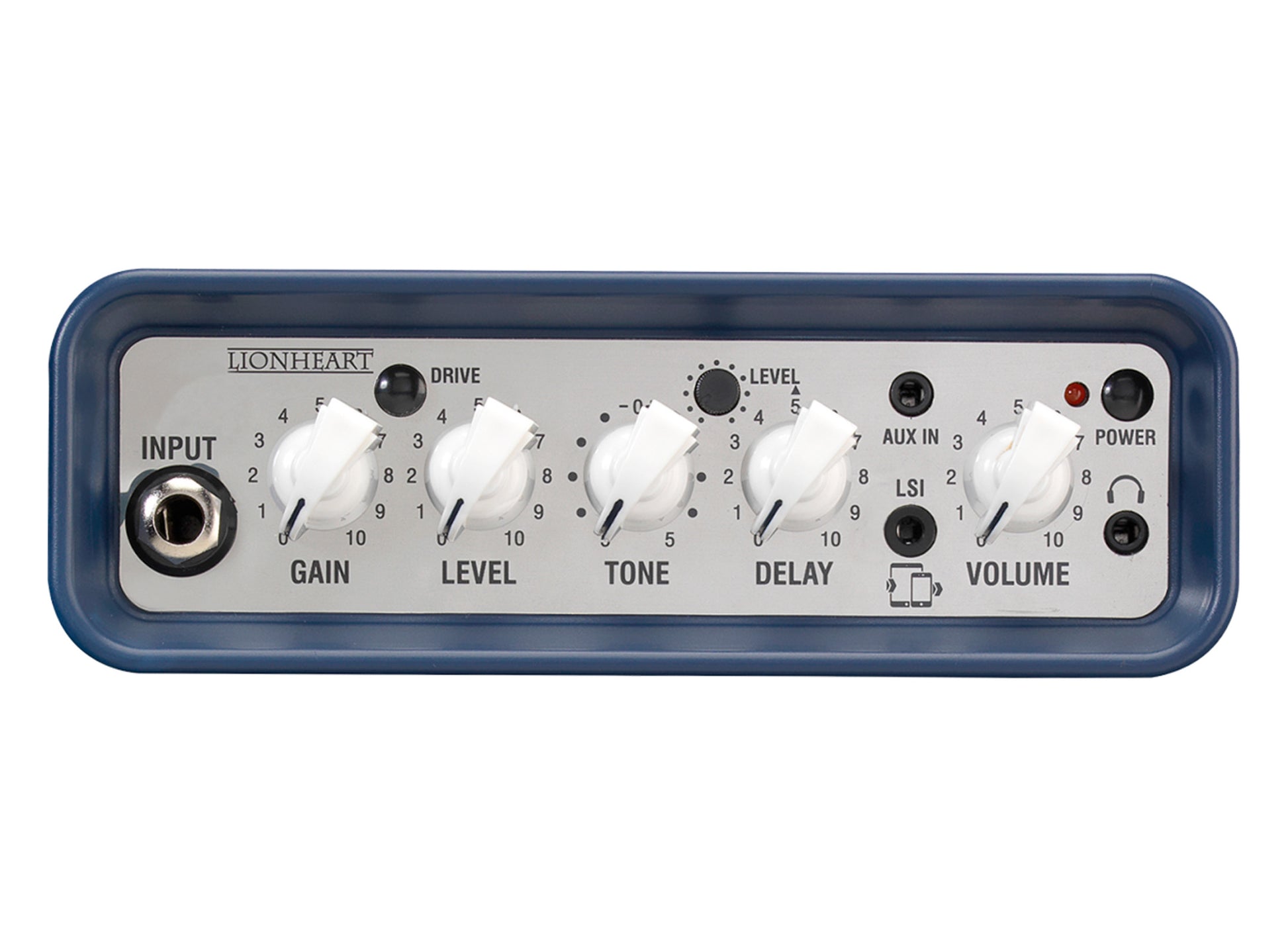 Ampli guitare MINI-STB-LI2 stéréo 2x 3W, look Lionheart, 2x HP 3", 2 canaux, connectique LSI, bleu