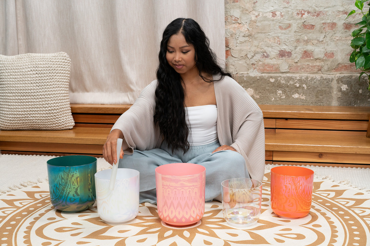 SINGING BOWL SONIC ENERGY ESSENCE CRYSTAL 7,5" NOTE G3, ROSE LOTUS, CHAKRA GORGE