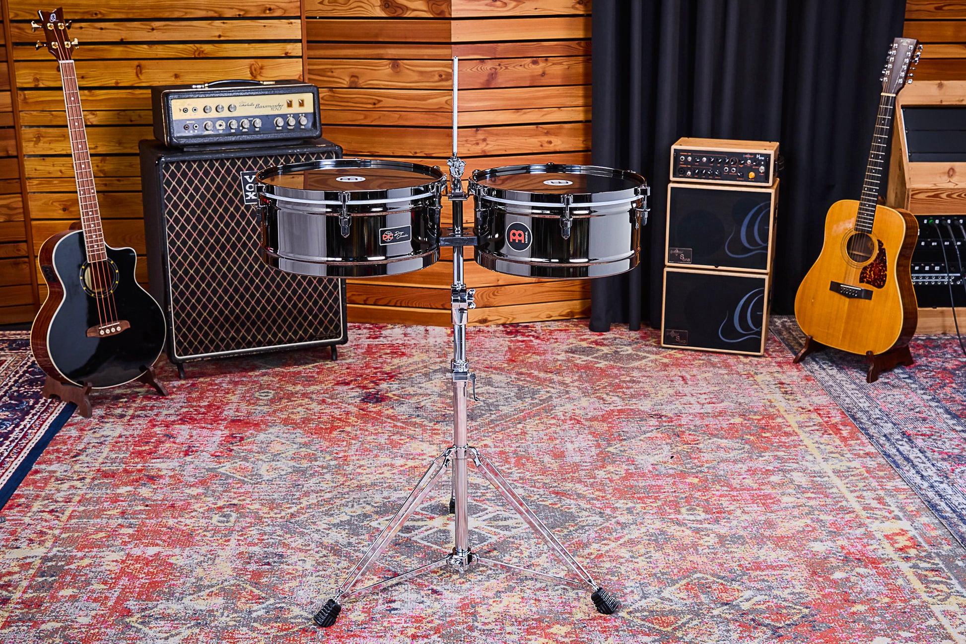 Jeu timbales 14 & 15" Diego Camacho, acier inoxydable, support double embase