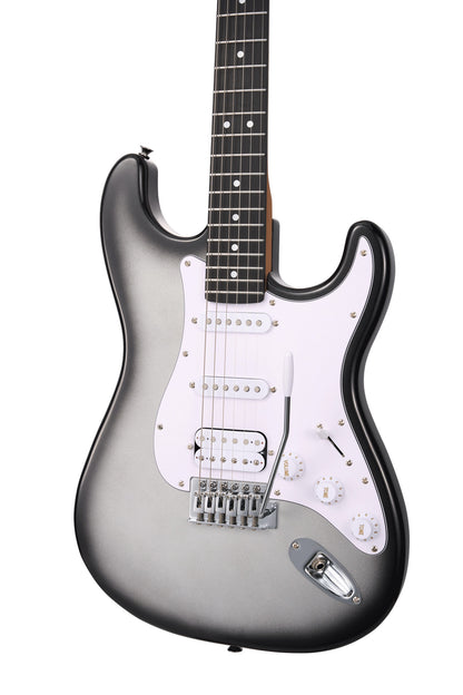 MOOER MSC10 ELITE, corps peuplier, manche érable torréfié satiné, touche ébène tech, iron silver, avec housse