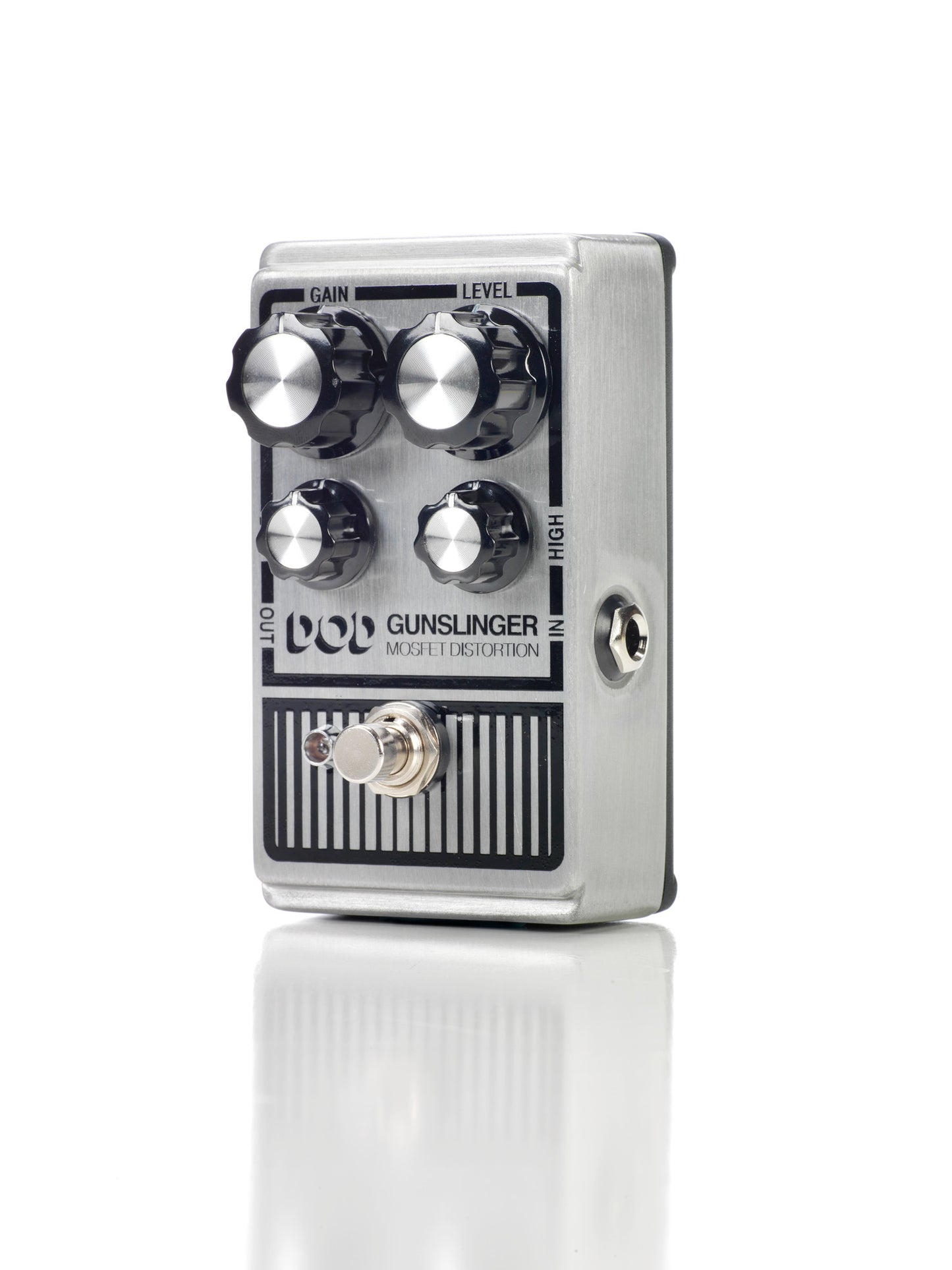 Pédale GUNSLINGER, distorsion Mosfet, fonctionnement sous 9 ou 18V, True Bypass, métal brossé