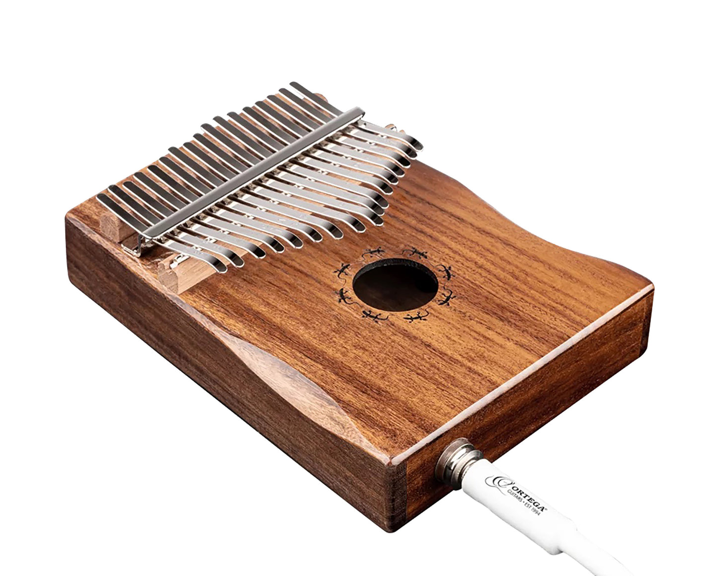 OKB1E, kalimba Ortega, série Lizard, 17 notes en DO majeur, acacia massif, électronique passive, étui, naturel brillant