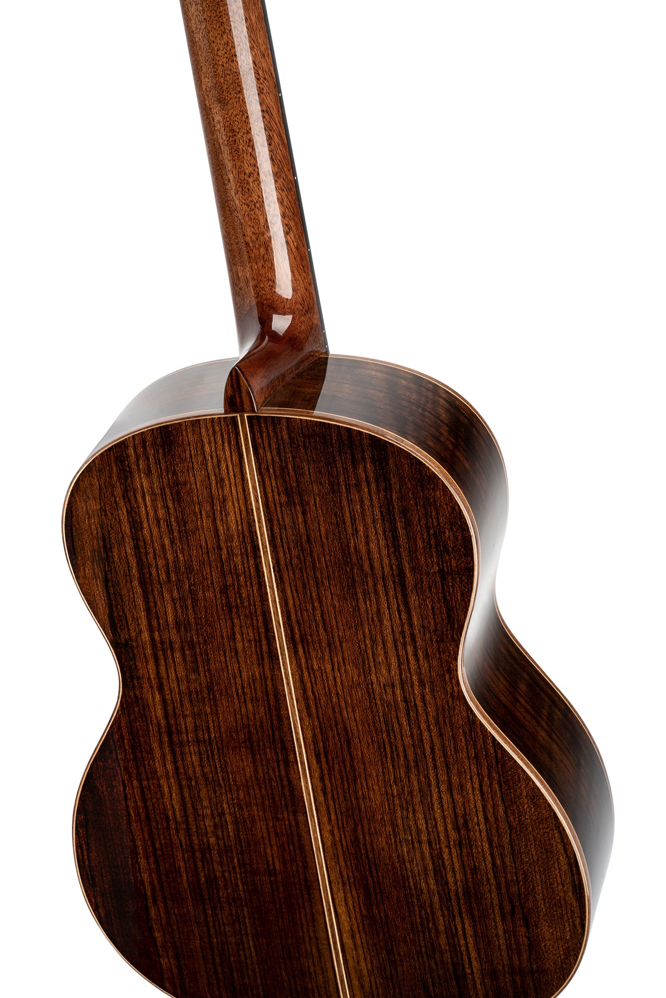 R159, table cèdre massif, fond & éclisses noyer, manche acajou, sillet 52 mm, touche & chevalet amarante, housse, naturel