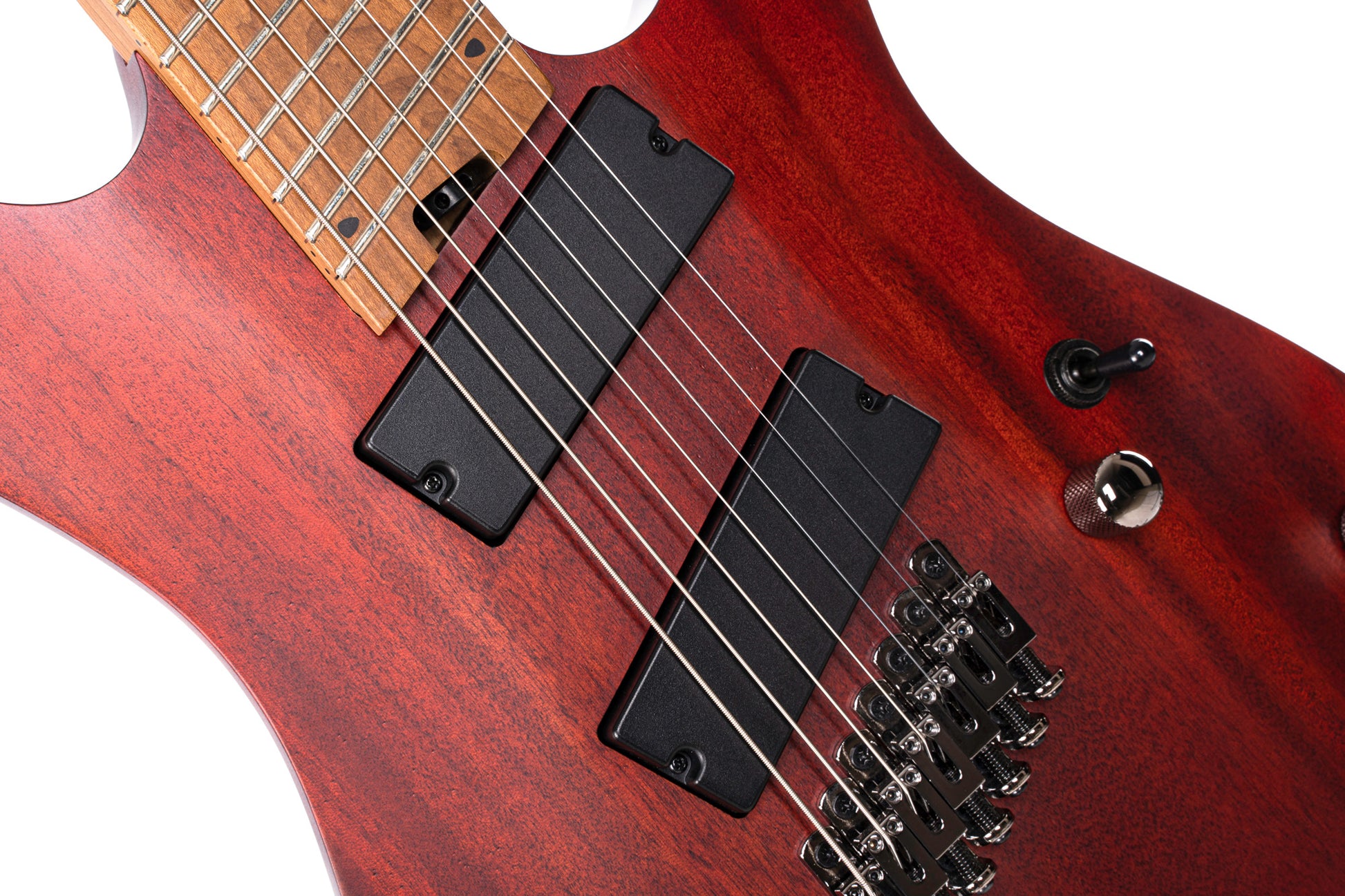 KX307MS, modèle 7 cordes, corps acajou, manche et touche érable torréfié, micros doubles passifs PowerBar, acajou pores ouverts