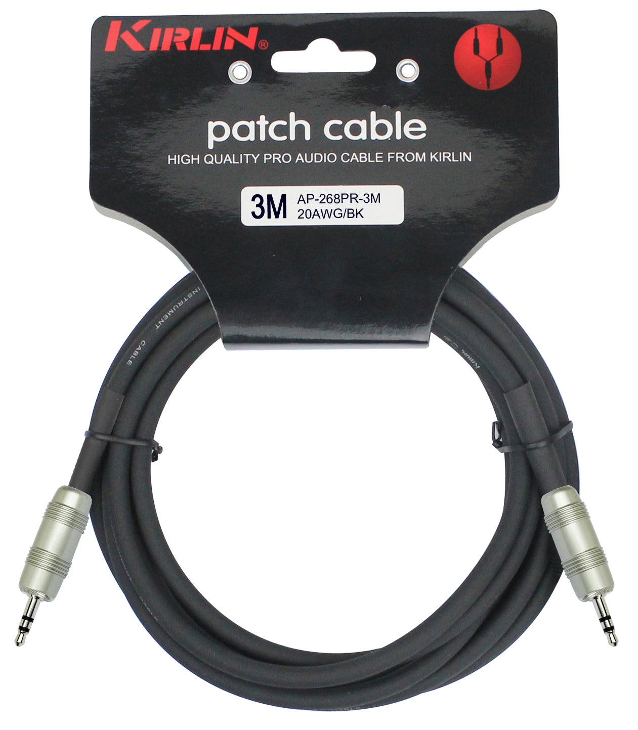 Câble patch ENTRY Mini Jack stéréo/ Mini Jack stéréo, 3 mètres, noir