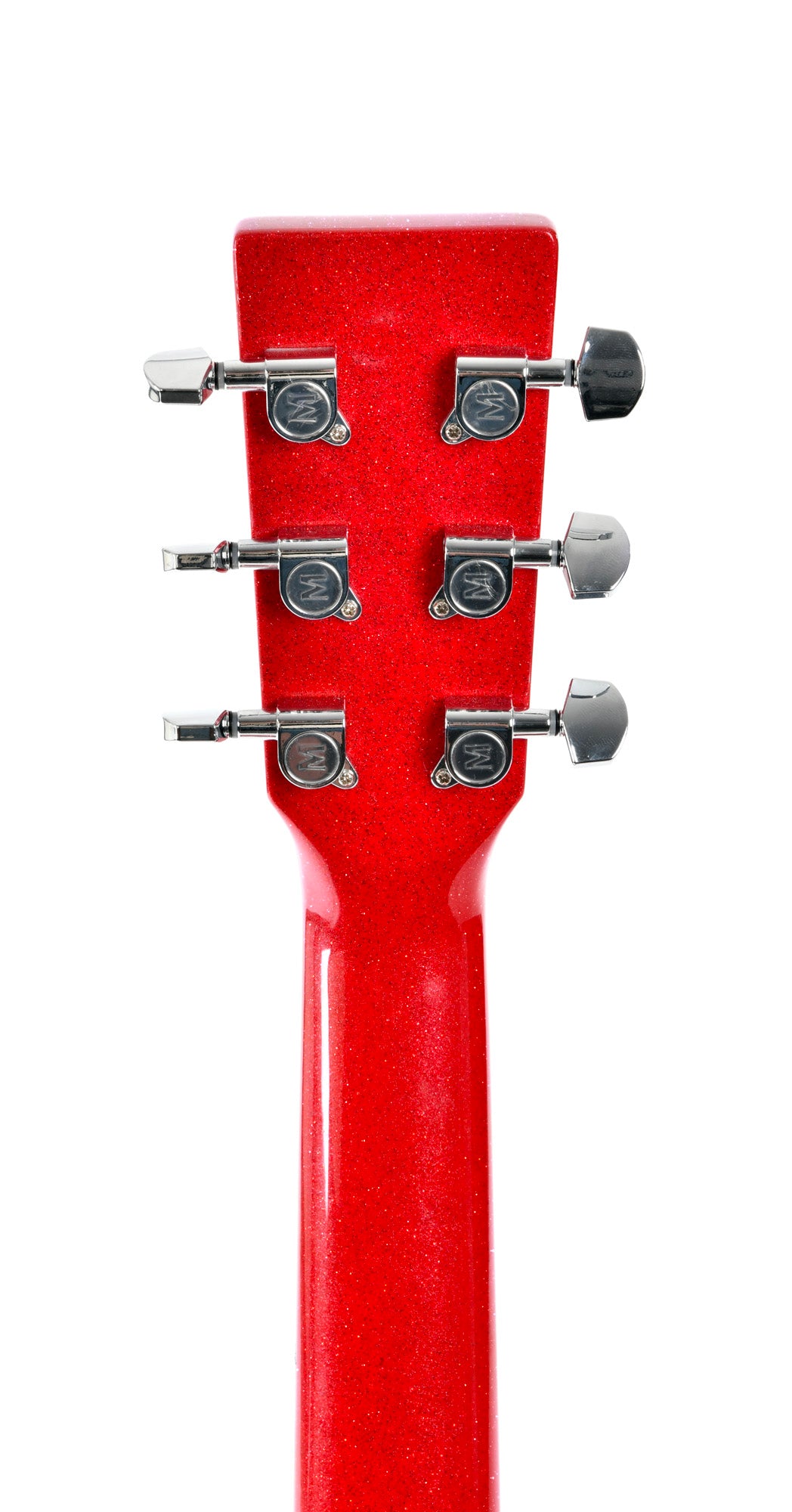 Modèle GMC-1E, Grand OM pan coupé, table épicéa massif, f/e acajou, touche micarta, EQ Fishman, rouge pailleté