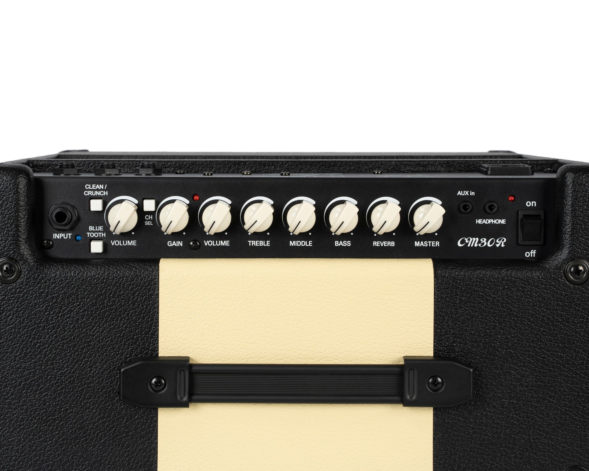 Ampli guitare 30W, 1x 10", 2 canaux, égaliseur 3 bandes, réverb, entrée Bluetooth, entrée CD/MP3 mini-Jack, noir