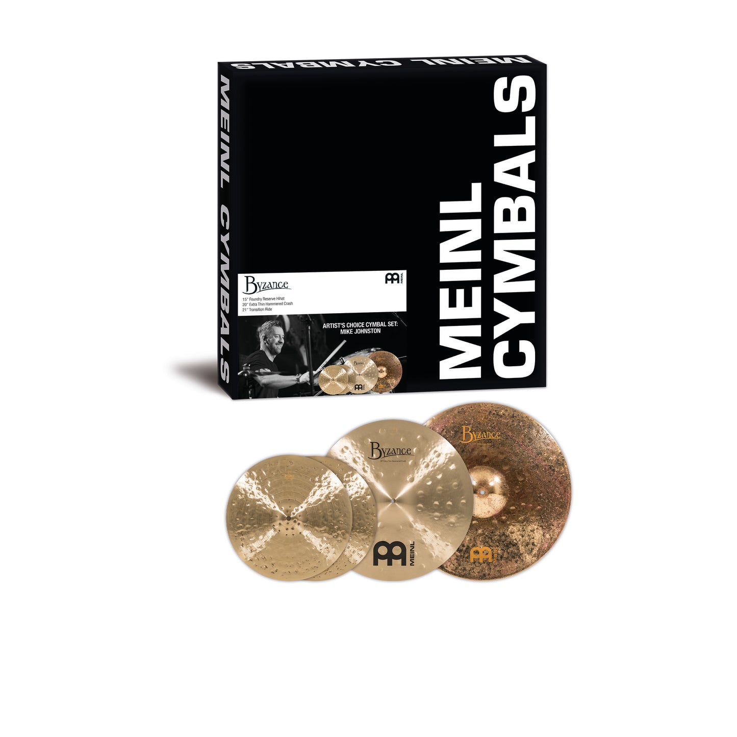 Pack de cymbale Mike Johnston Meinl Byzance Artist's Choice 15"20"21" alliage bronze B20 Traditional, Raw