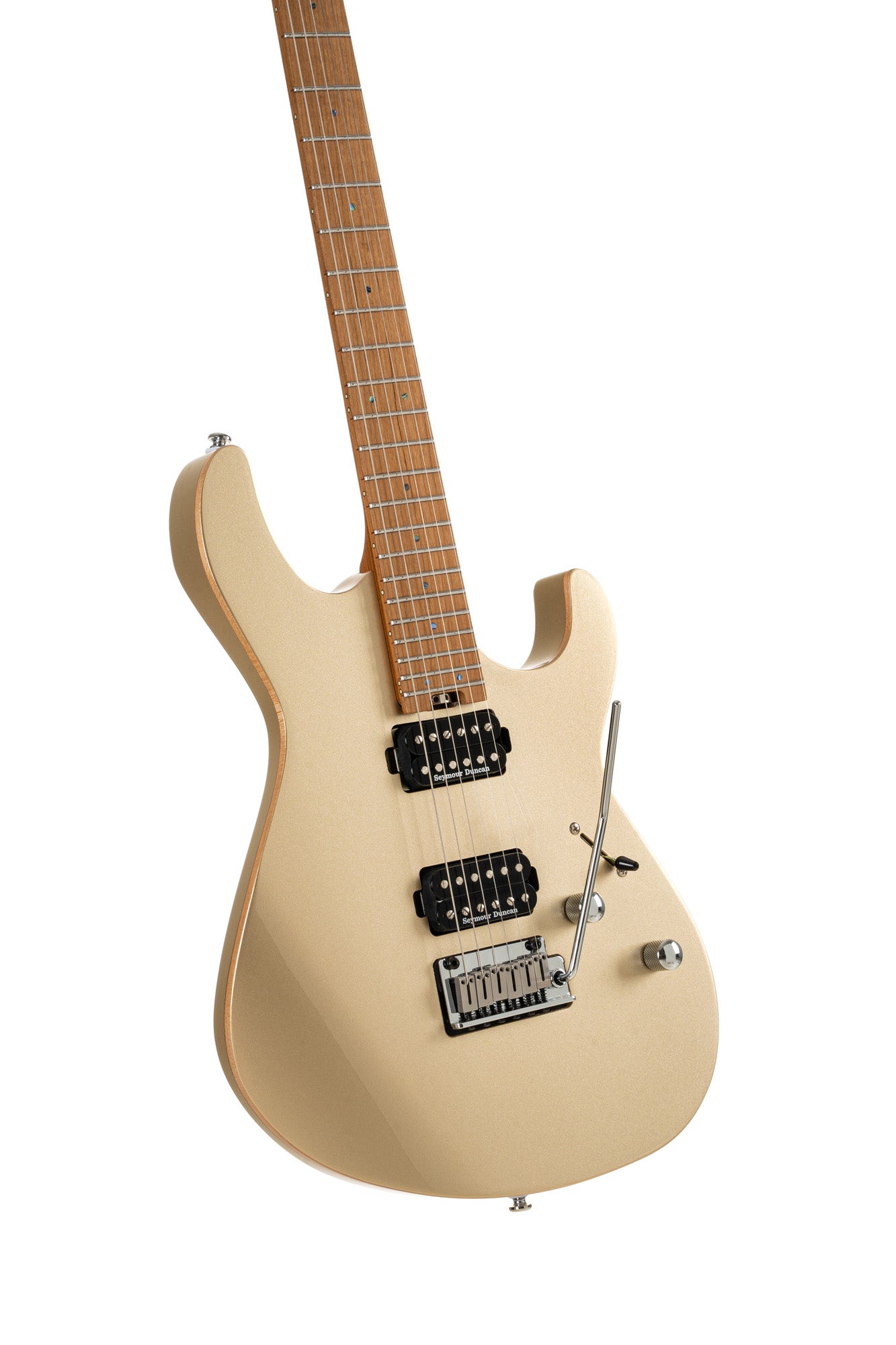 G300 PRO, corps tilleul, table érable massif, manche et touche érable torréfié, 2 micros Seymour Duncan, metallic gold