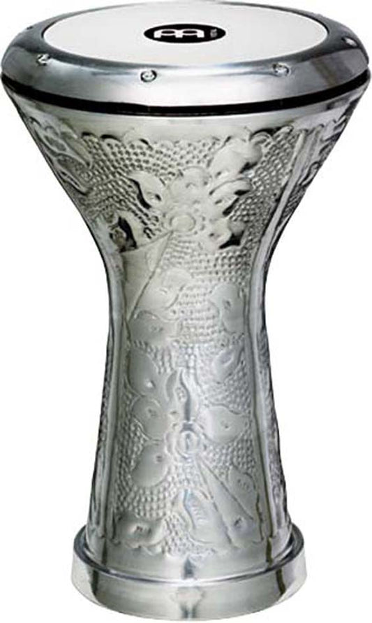 Doumbeck aluminium 21.5 x 43.5 cm, martelé main, peau synthétique, avec clé d'accord, finition aluminium