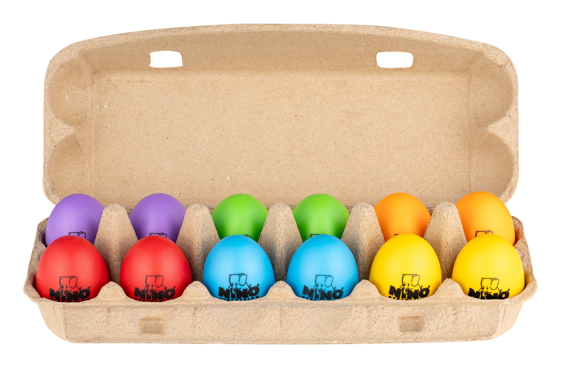 12 oeufs shaker NINO couleurs + boîte de rangement/présentation