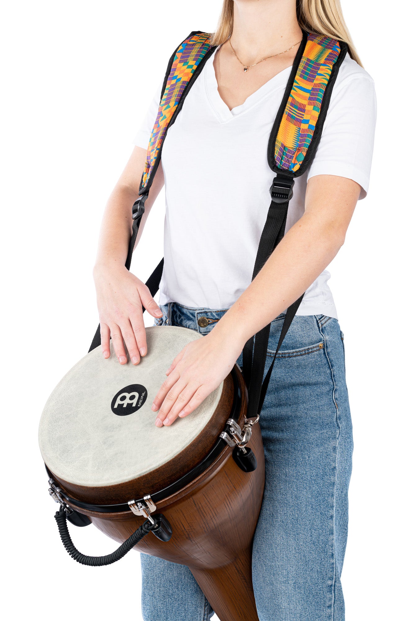 Harnais pro pour djembé, nylon très résistant, longueur ajustable, sangles rembourrées, attache rapide, Kenyan Quilt