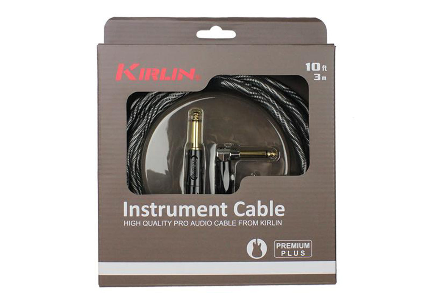 Câble instrument PREMIUM PLUS WAVE Jack/Jack coudé, 6 mètres, noir et blanc