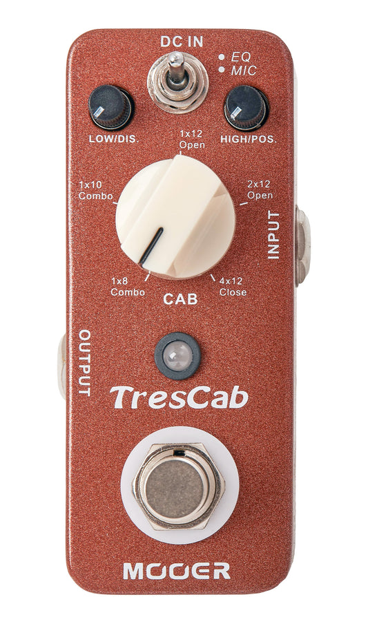 Pédale TRESCAB, simulateur de HP haute-qualité, 5 types d'enceintes, switch EQ/MIC, boîtier métal, true bypass, bronze
