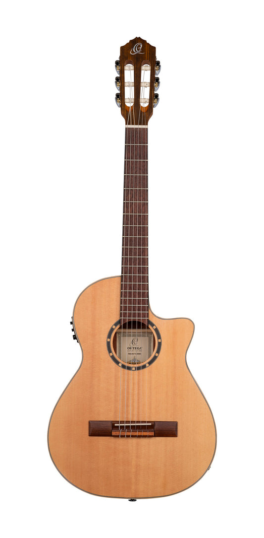 RCE125-34, corps Thinline, pan coupé, EQ Magus X/G, table épicéa, f/e acajou, sillet 45 mm, housse, naturel satiné