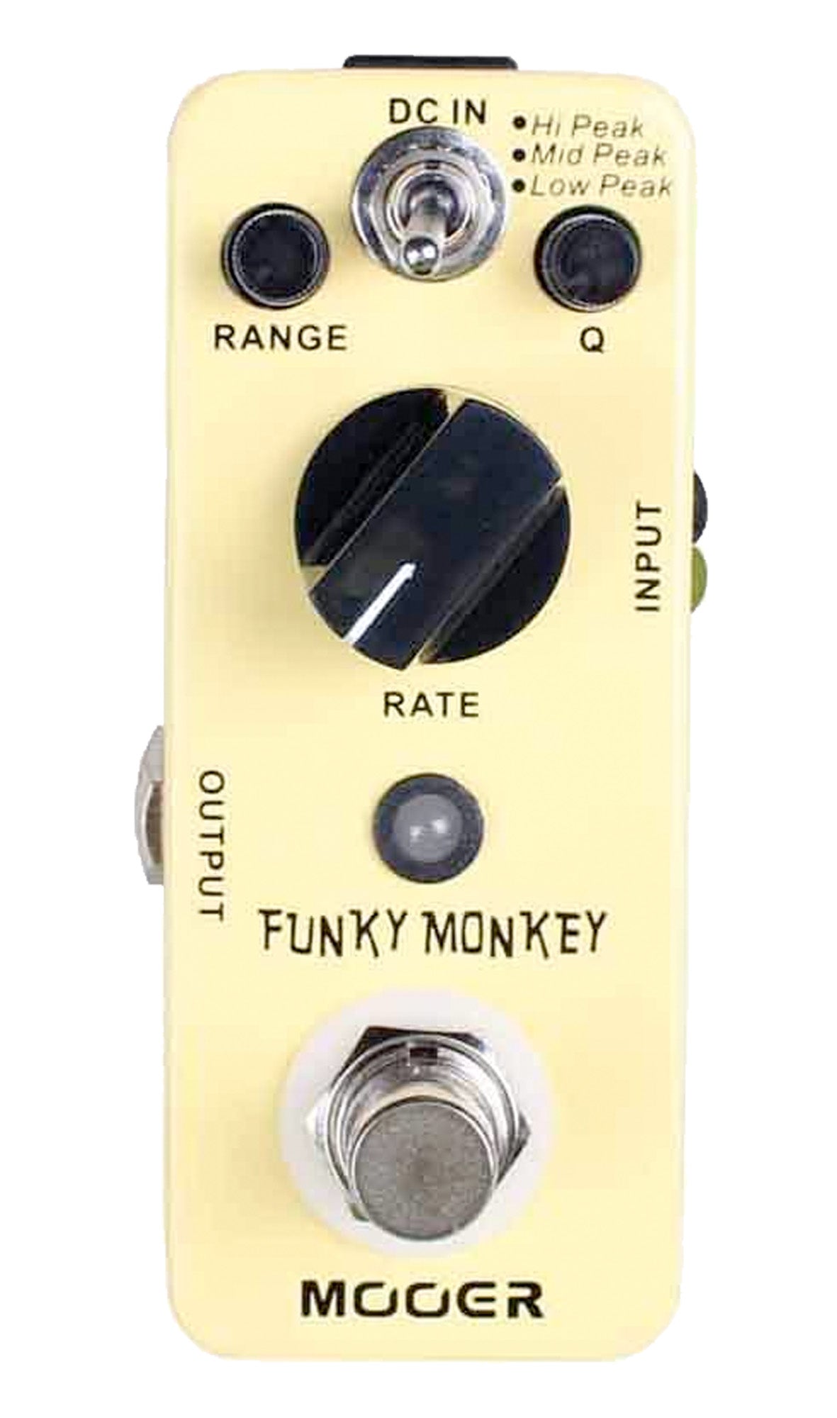 Pédale FUNKY MONKEY, wah-wah numérique automatique 3 modes peak (Hi/Mid/Low), boîtier métal, true bypass, jaune