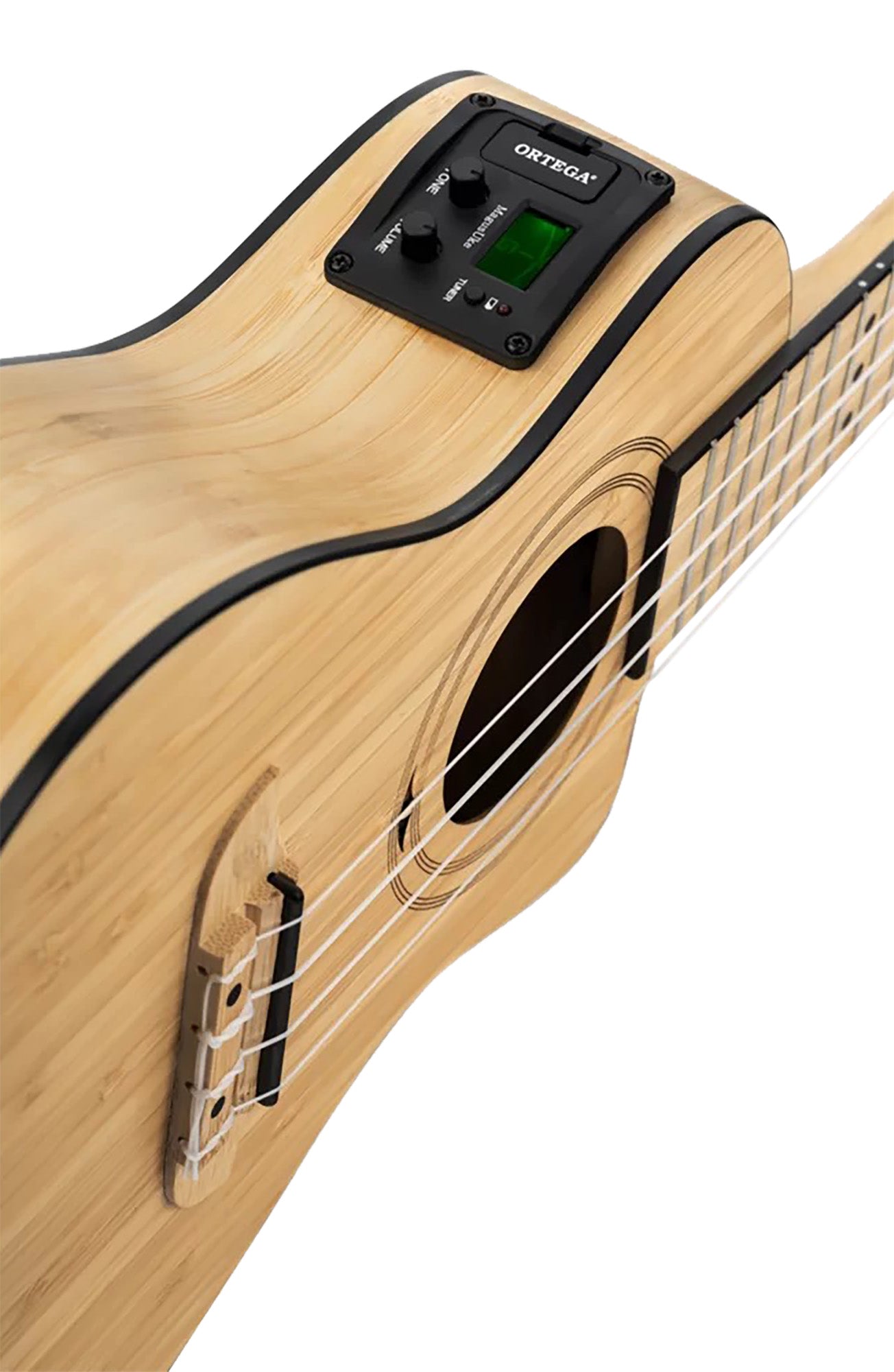 RUNAB-CC, modèle Concert, pan coupé, EQ MagusUke, table bambou massif, f/e bambou massif, manche bambou, housse, naturel satiné