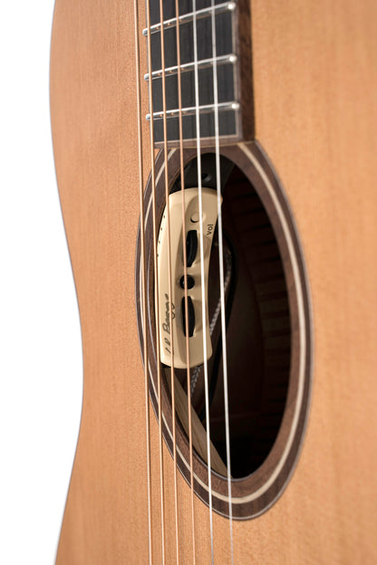 FLOW-OC, forme OM, table cèdre rouge massif, fond & éclisses acajou, EQ LR Baggs Anthem, soft case, naturel satiné