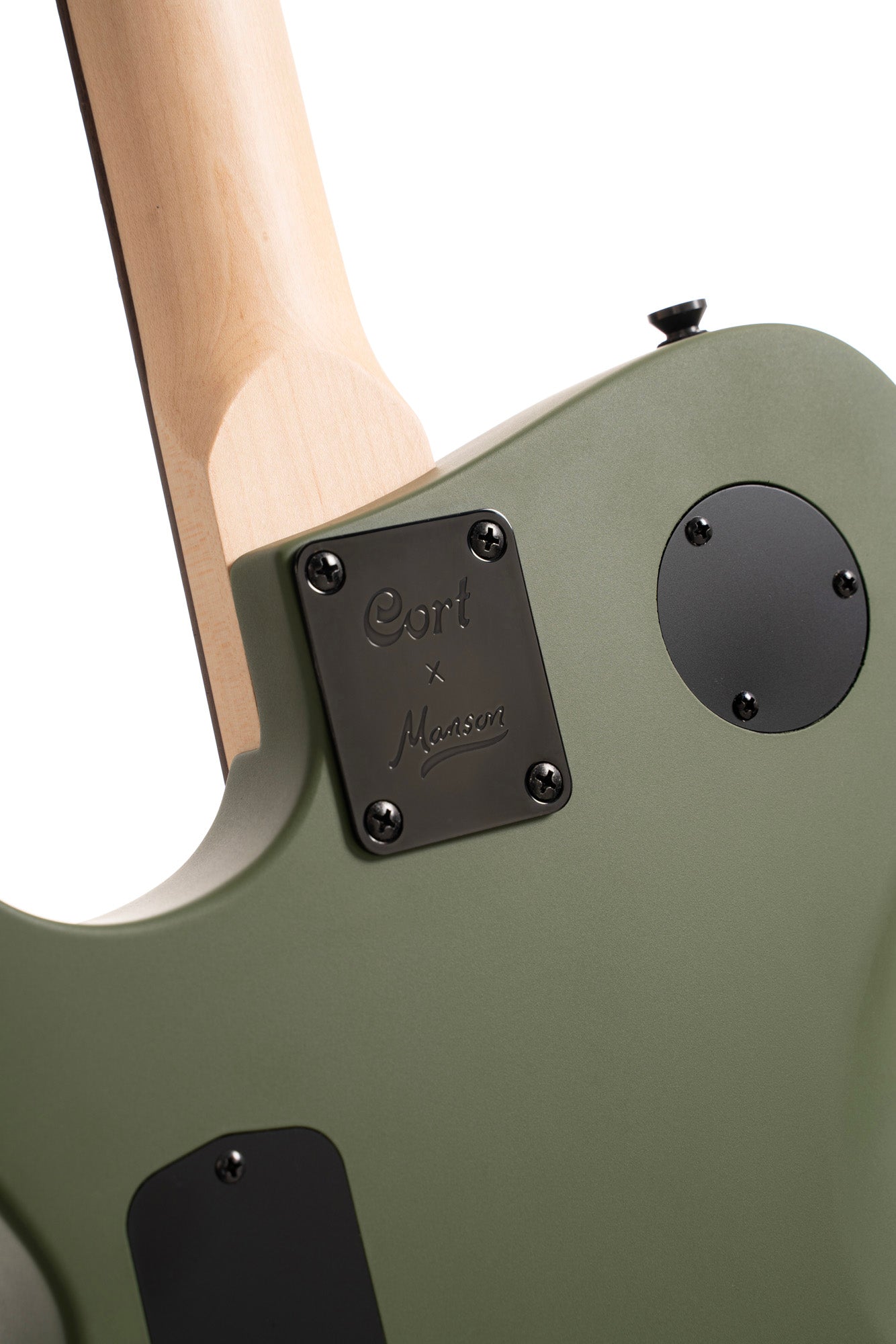 MBM-2H-B-SUS, signature Matt Bellamy, corps tilleul, manche érable, micros Manson & Sustainiac,"Kill" bouton, vert olive satiné