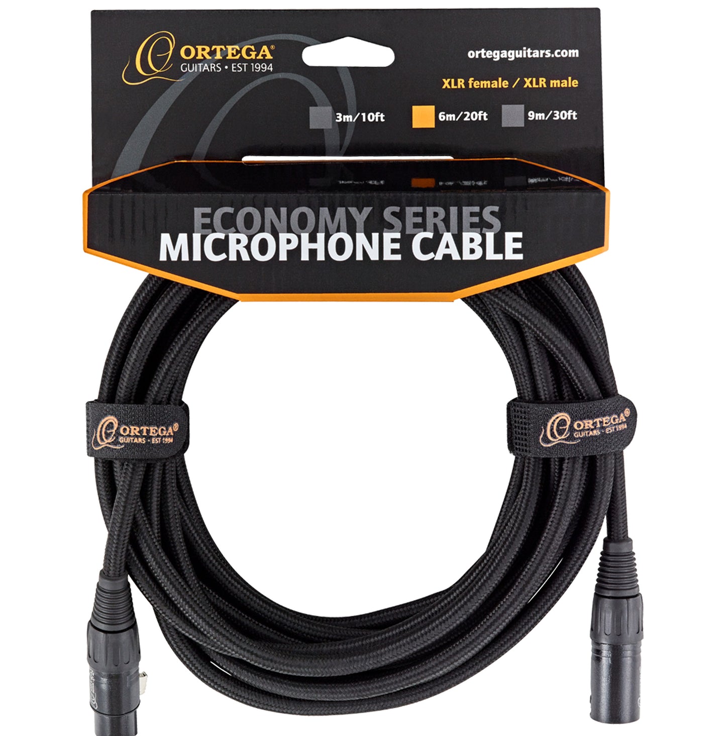 Câble micro ORTEGA XLR femelle/XLR mâle, 3 mètres, noir