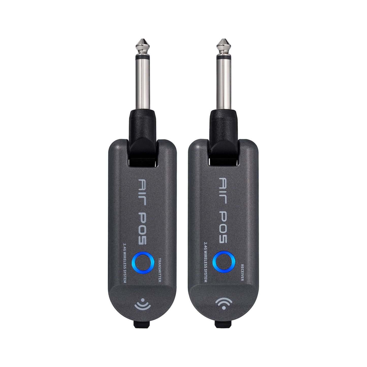 Système sans-fil pour guitare 4 canaux, émetteur et récepteur rechargeables, bande de fréquence 2.4 GHz, gris