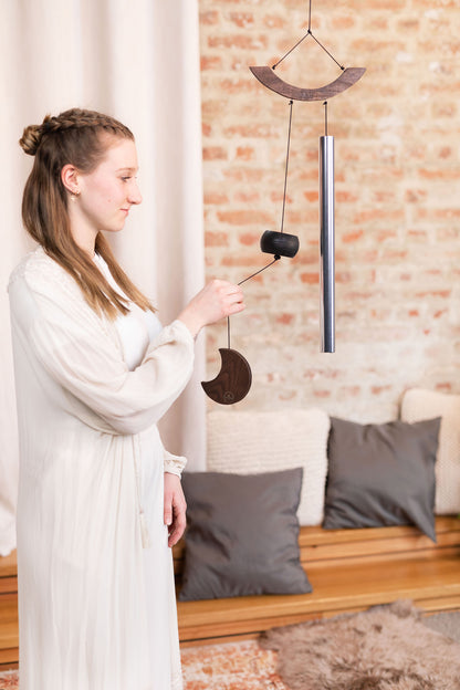 CHIMES SONIC ENERGY MOON 35", ARGENT