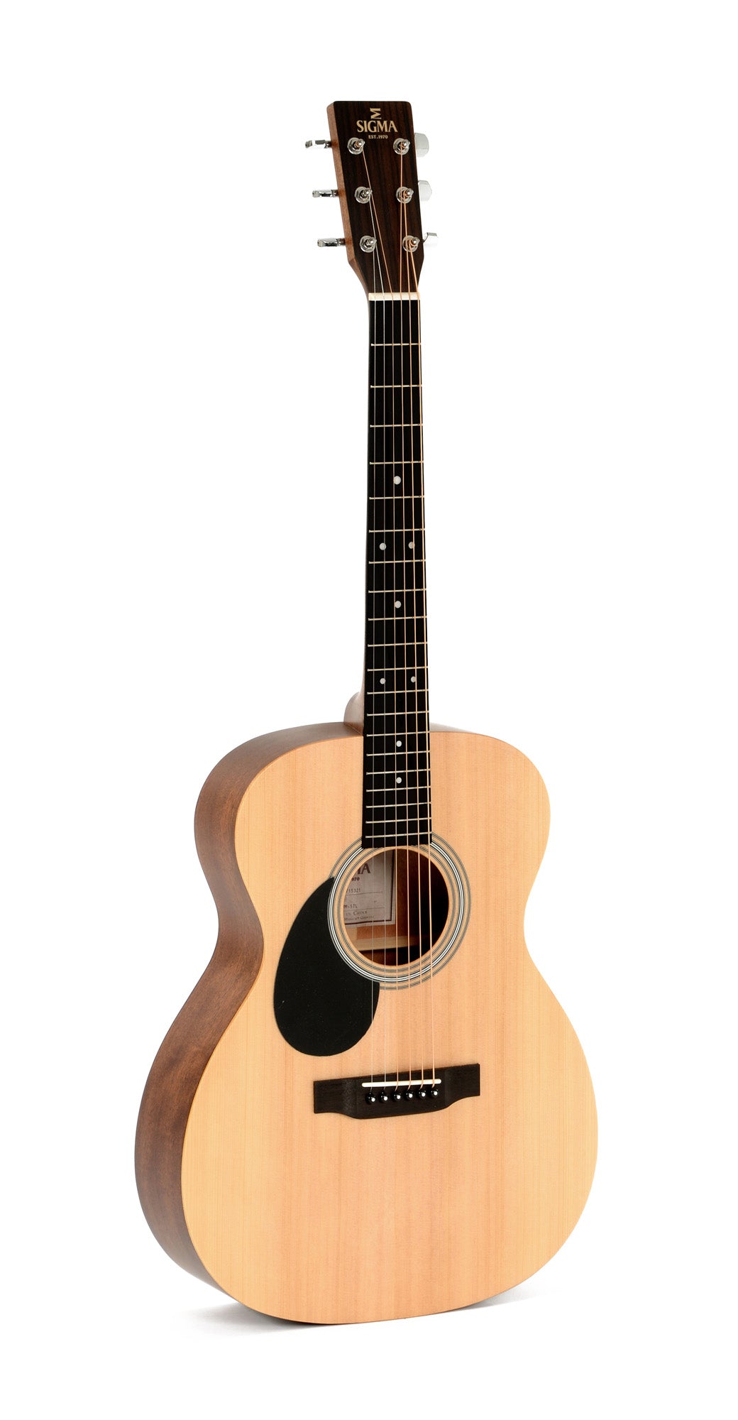 Modèle OMM-STL, Orchestra Model, table épicéa massif, f/e acajou, touche micarta, naturel satiné, gaucher