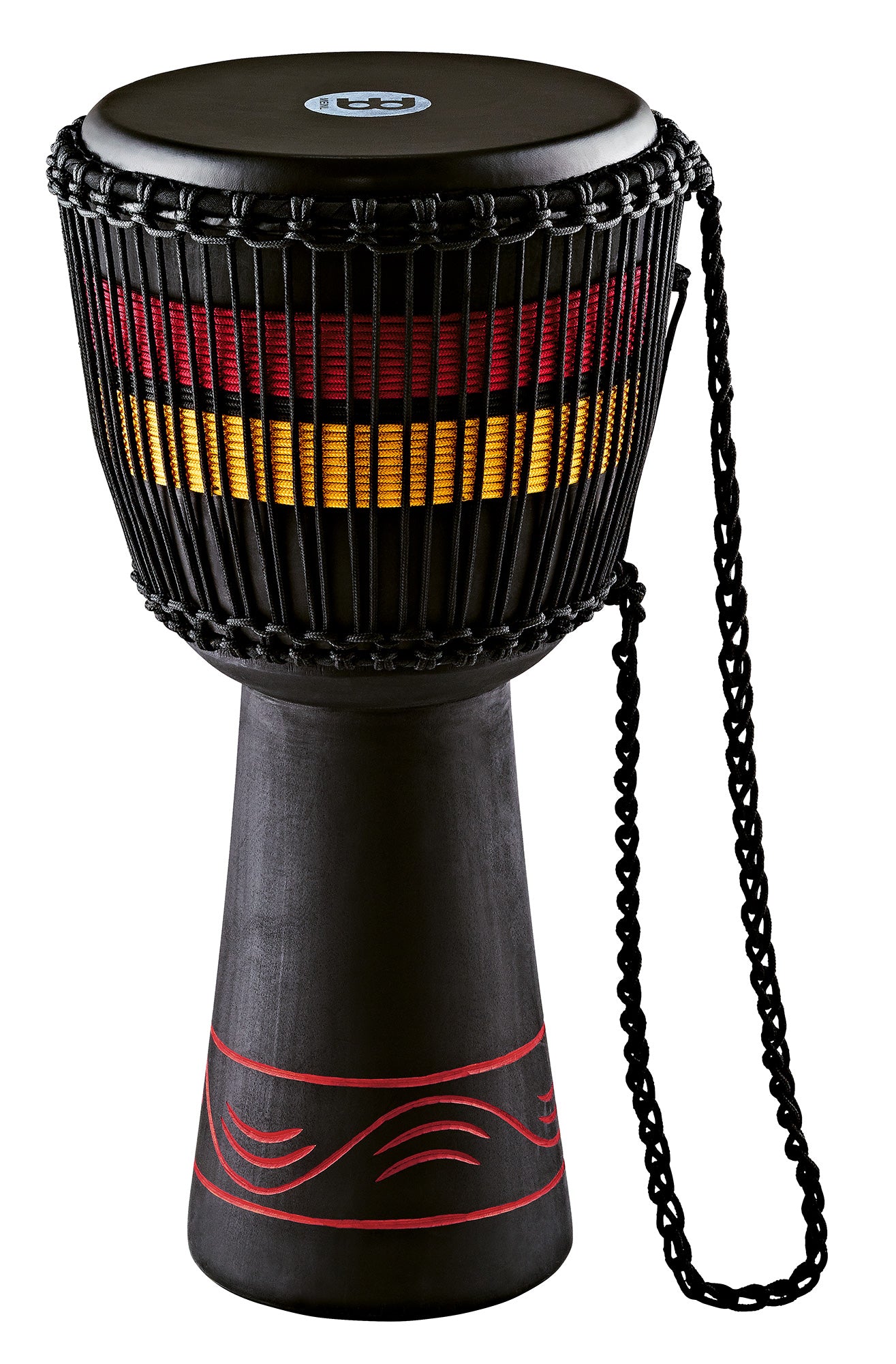 DJEMBE MEINL EARTH 12" NOIR ROUGE JAUNE, MAHOGANY, PEAU DE CHÈVRE, 61CM